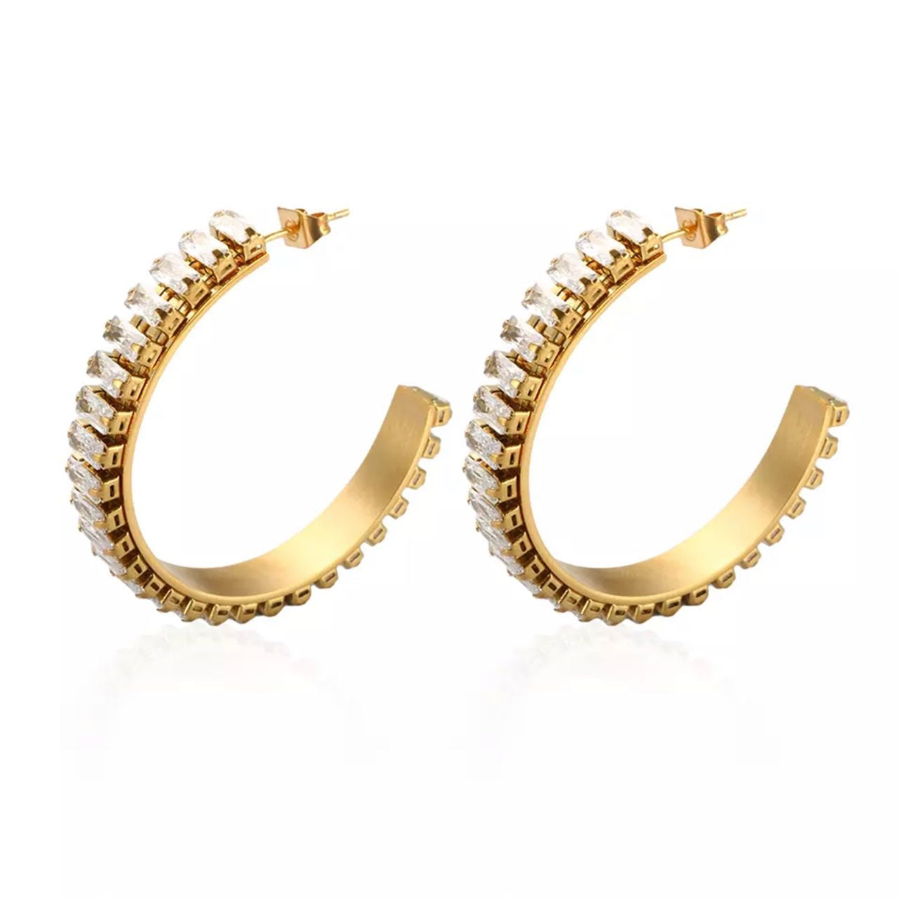 "Rhinestone" hoop earrings