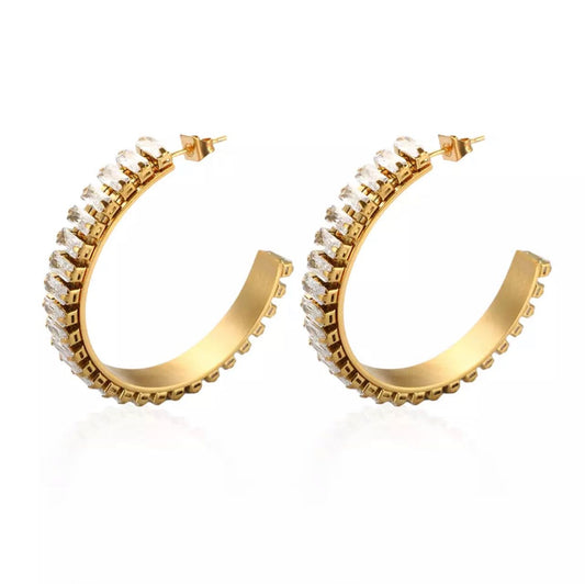 "Rhinestone" hoop earrings